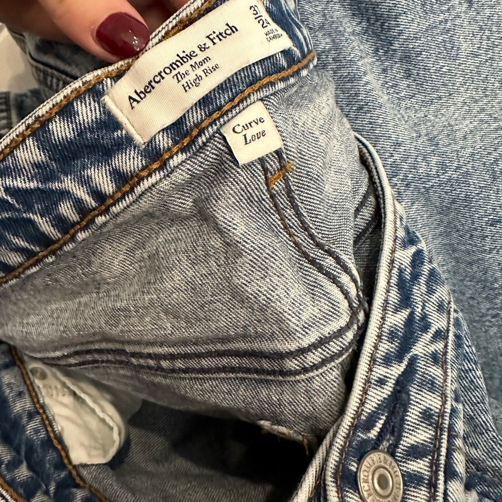 Abercrombie curve love acid washed mom jeans